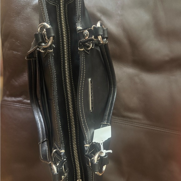 Coach Black Leather Satchel Purse - Picture 4 of 6